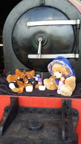 Some teddy bears practising for the picnic!
