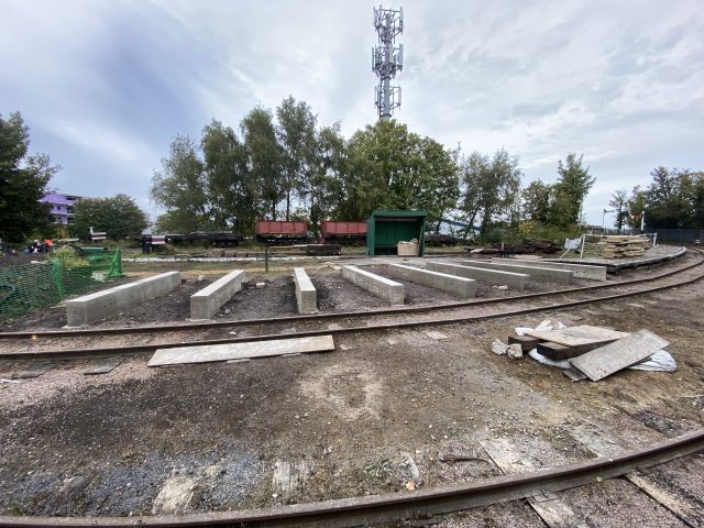 Concrete walls have been built to carry the new platform deck